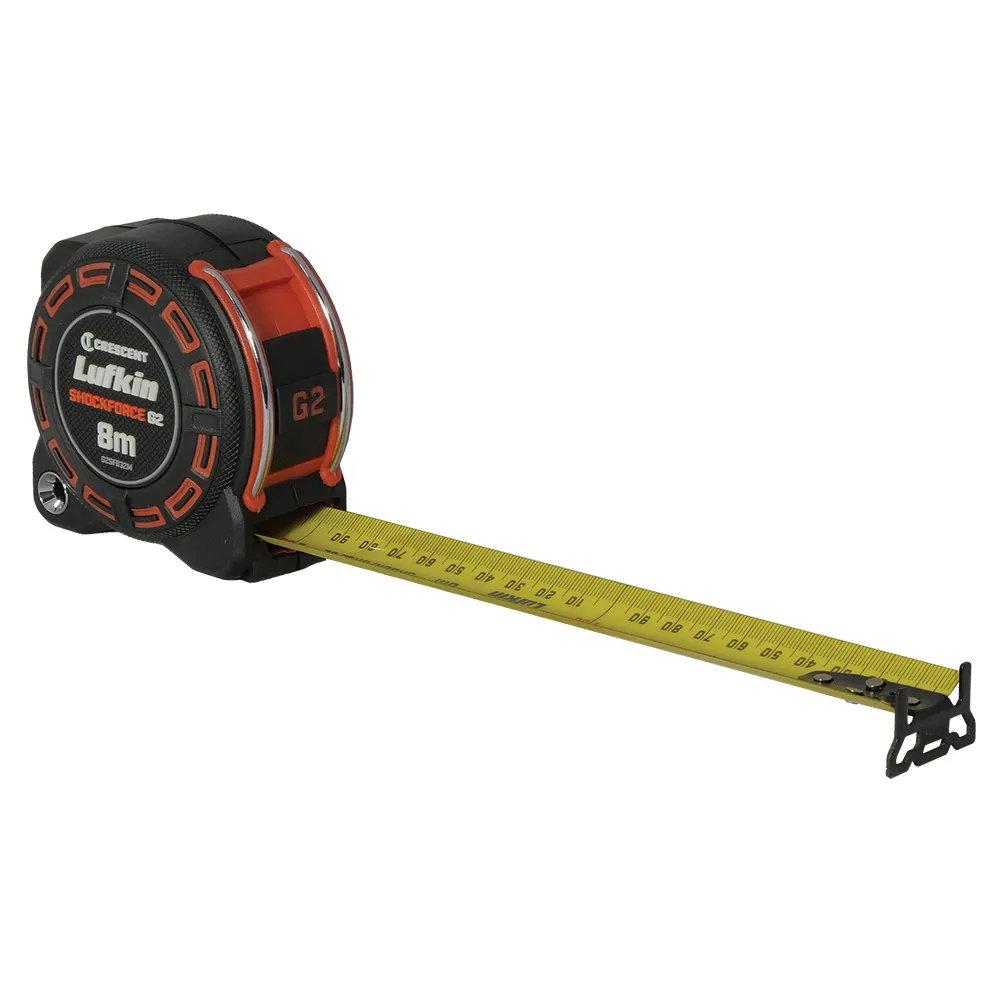 CRESCENT LUFKIN 8M X 32MM SHOCKFORCE™ GEN 2 TAPE MEASURE - YELLOW G2SF832M