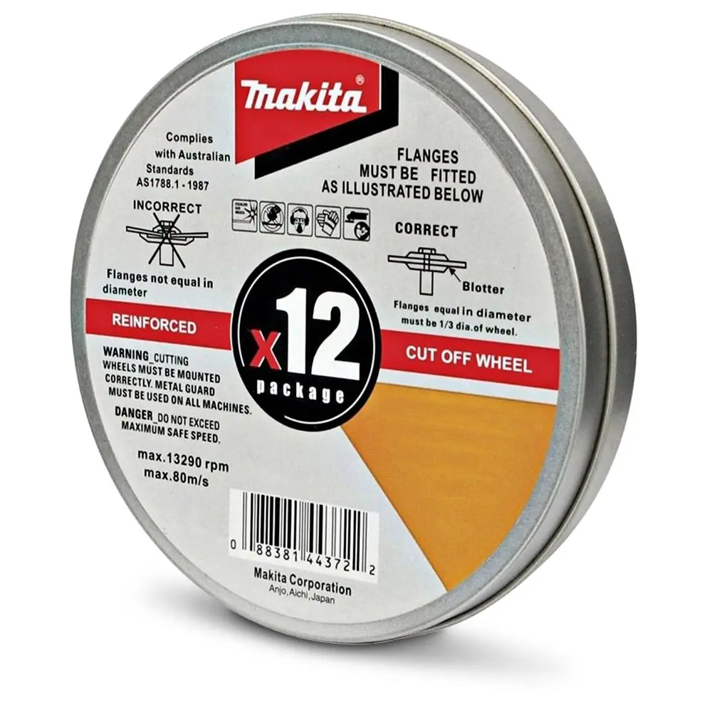 MAKITA 125 X 1.2MM STEEL & STAINLESS CUT OFF DISC - 12 PIECE TIN