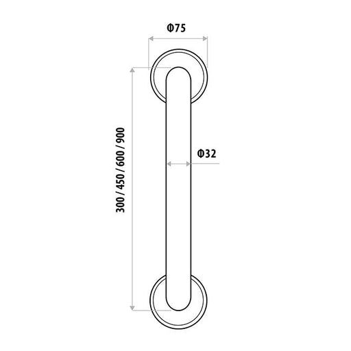 600mmx32mm S/S Grab Rail white Specifications