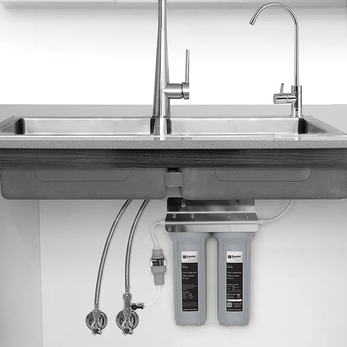 Basic Twin Undersink System - with Pressure Limiting Valve and Faucet Installed