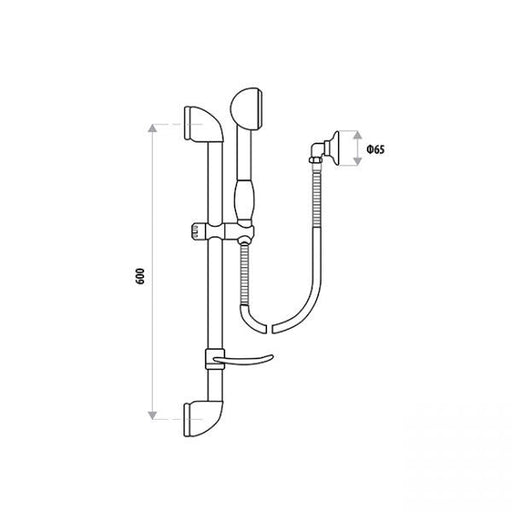 Builders Rail Shower with Elbow Specifications