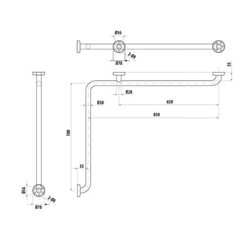 Corner Rail 850x700mm Specifications