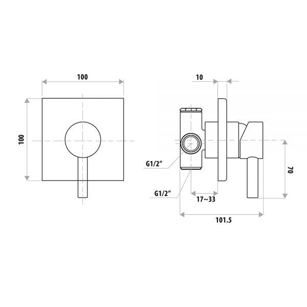 Dan Elle Wall Mixer Square Plate specifications