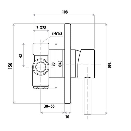 Elle 304 Stainless Wall Mixer specifications