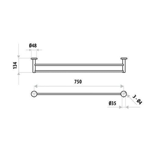 Elle Stainless Steel Double Towel Rail specifications