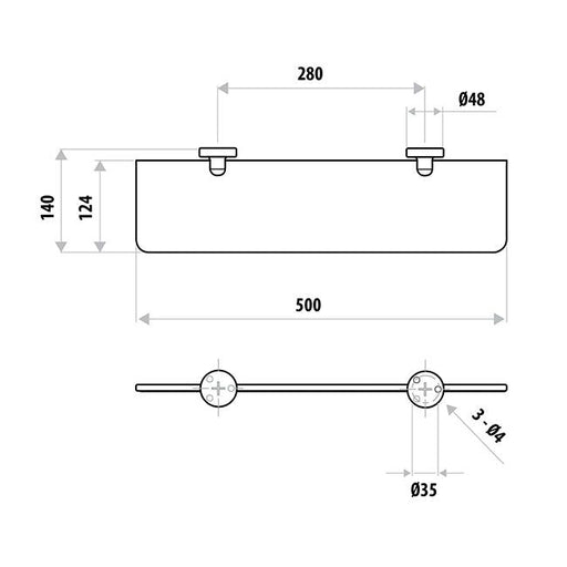 Elle Stainless Steel Glass Shelf specifications