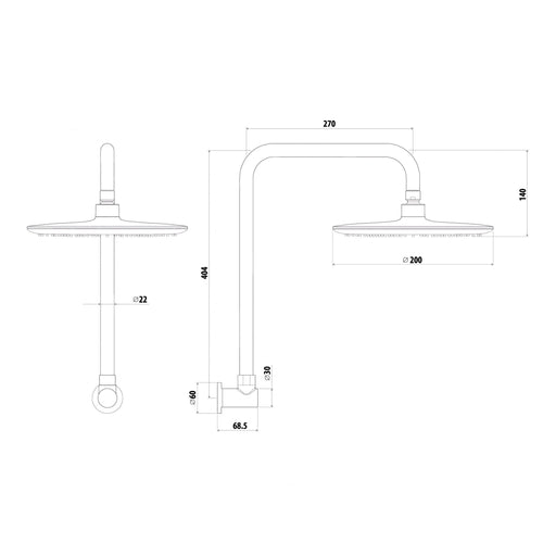 Elle Stainless Steel Gooseneck Shower Specifications