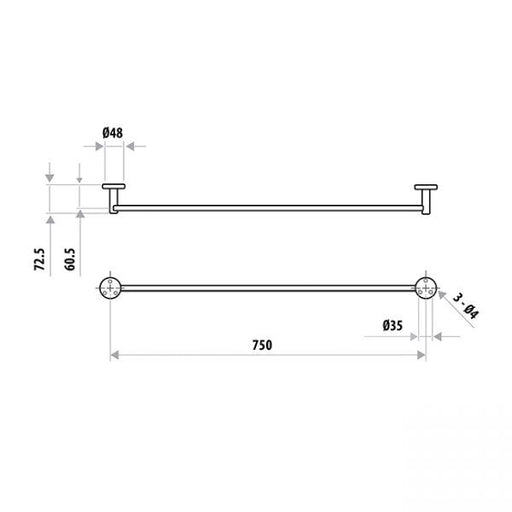 Elle Stainless Steel Single Towel Rail specifications