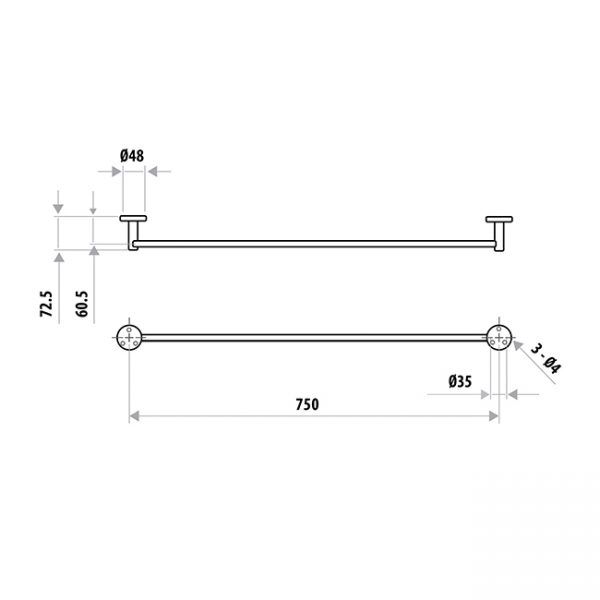 Elle Stainless Steel Single Towel Rail specifications