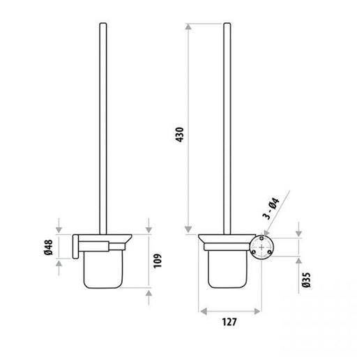 Elle Stainless Steel Toilet Pan Brush & Holder specifications