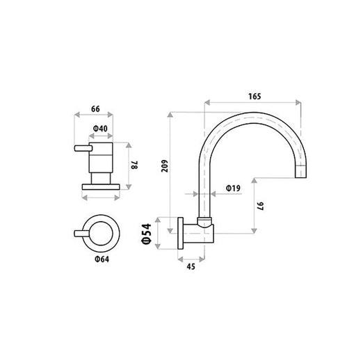 Elle Wall Sink Set Gooseneck Specifications