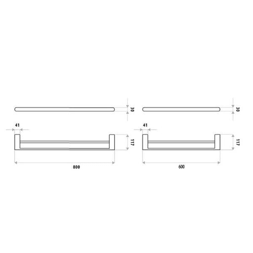 Huntingwood Towel Rail double - 600mm specifications