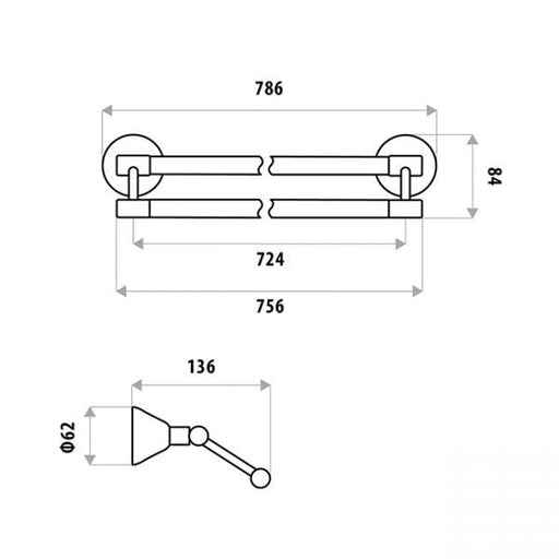 Kirra Double Towel Rail specifications