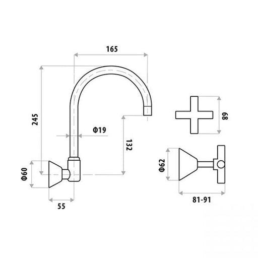 kirra plus wall sink set specifications