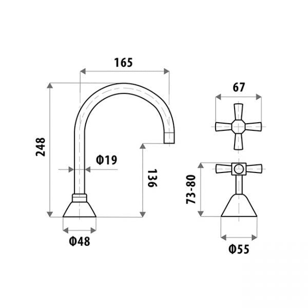 Kirra Profile Vanity Hob Sink Set 