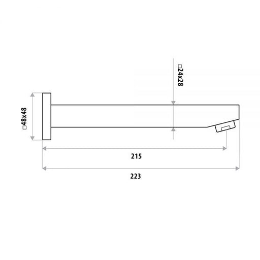 Lauren Square Bath Spout 200mm specifications