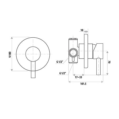 Loui Wall Mixer Round Plate specifications