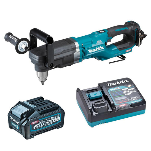 Makita 40V Max BRUSHLESS Right Angle Drill - Includes 1 x 4.0Ah Batteries, Single Port Rapid Charger