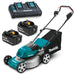 DLM464PT2 - 18Vx2 BRUSHLESS 460mm (18") Lawn Mower Kit, bar blade - Includes 2 x 5.0Ah Batteries & Dual Port Rapid Charger