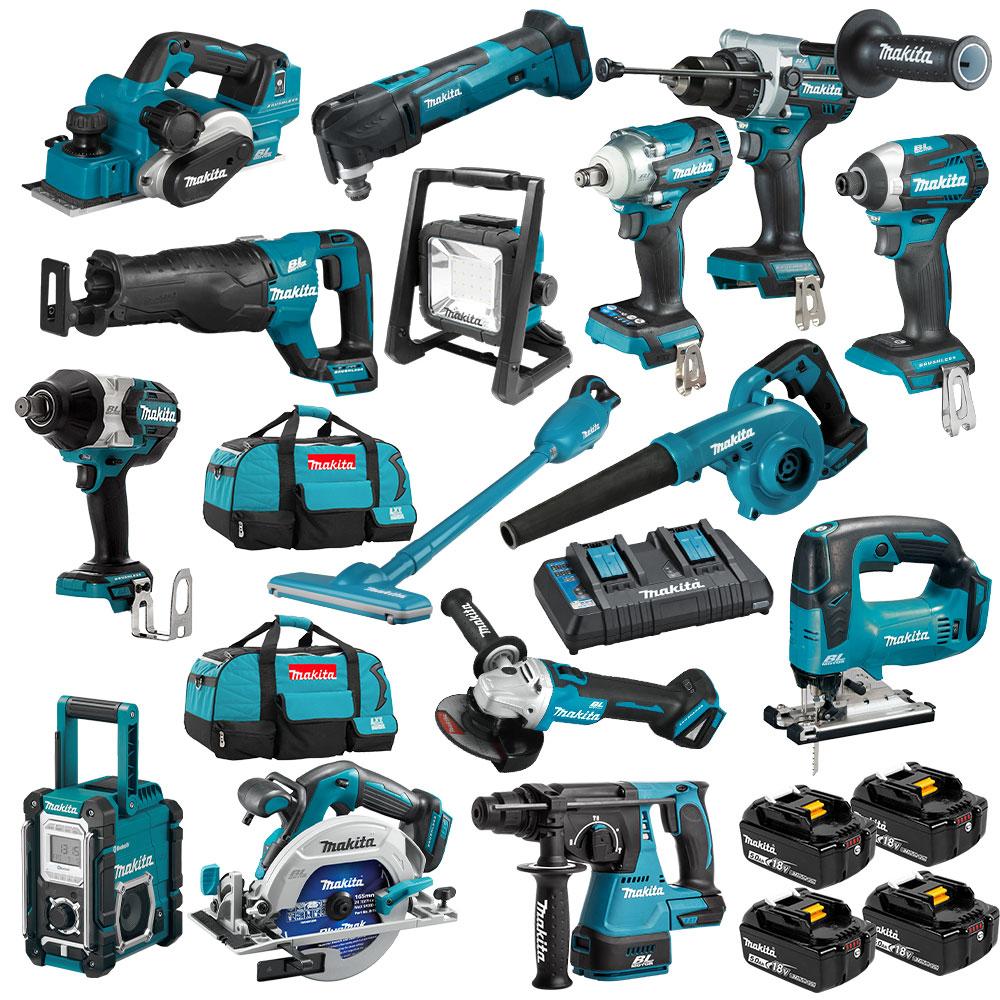 DLX1509TX1 - 15 Piece BRUSHLESS Combo Kit - DHP486Z, DTD154Z, DGA504Z, DHS680Z, DHR242Z, DJR187Z, DTW300Z, DTW1001Z, DJV182Z, DKP181Z, DTM51Z*, DUB185Z*, DCL180Z*, DMR108N, DML805, 4 x BL1850B, DC18RD & 2x 199936-9