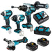 DLX4144TX1 - 4 Piece BRUSHLESS Combo Kit - DHP486Z, DTD154Z, DGA504Z, DTW1002Z, 2 x BL1850B, DC18RC & Tote Carry Bag