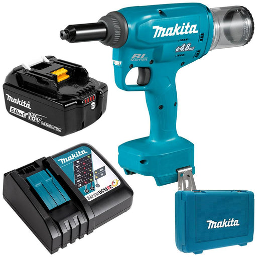 DRV150RT - 18V BRUSHLESS 4.8mm Rivet Gun - Includes 1 x 5.0Ah Battery, Rapid Charger & Carry Case