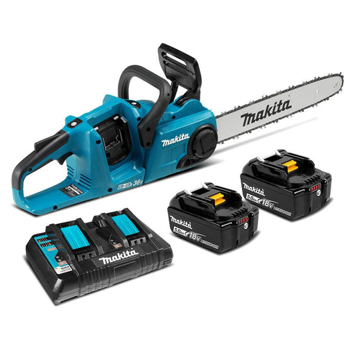 DUC400PT2 - 18Vx2 400mm BRUSHLESS Chainsaw Kit  - Includes 2 x 5.0Ah Batteries & Dual Port Rapid Charger