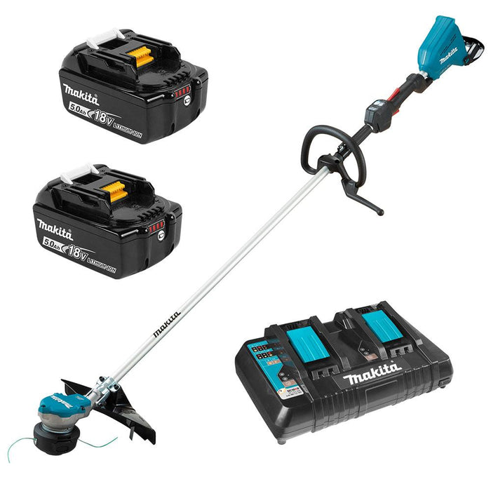 DUR368LPT2 - 18Vx2 BRUSHLESS Loop Handle Line Trimmer Kit - Includes 2 x 5.0Ah Batteries & Dual Port Rapid Charger