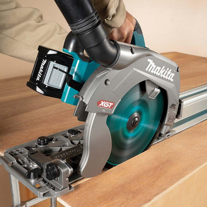 Makita HS009GT201 40V Max BRUSHLESS AWS* 235mm (9-1/4") Circular Saw Kit, Guide Rail Compatible Saw Base - Includes 2 x 5.0Ah Batteries, Single Port Rapid Charger & Plastic Case*AWS Receiver sold separately (198901-5) rail