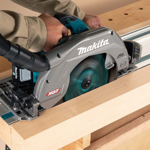 Makita HS011GT201 40V Max BRUSHLESS AWS* 270mm (10-5/8") Circular Saw Kit, Guide Rail Compatible Saw Base - Includes 2 x 5.0Ah Batteries & Single Port Rapid Charger*AWS Receiver sold separately (198901-5) on rail