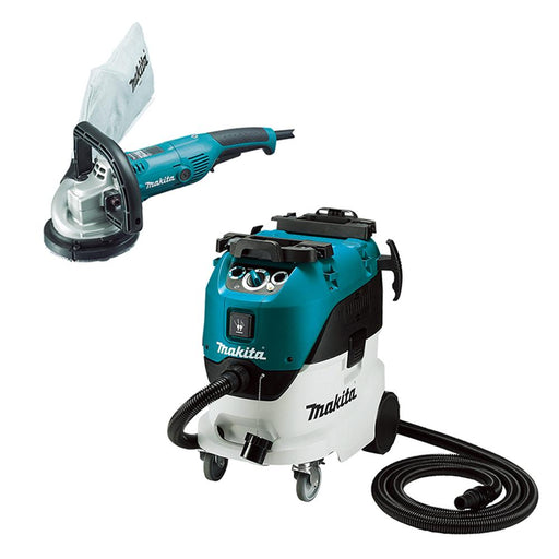 Makita PC5000C-VC42MX2 125mm (5") Concrete Planer (PC5000C) & 42L Wet/Dry M-Class Vacuum (VC4210MX2) Combo