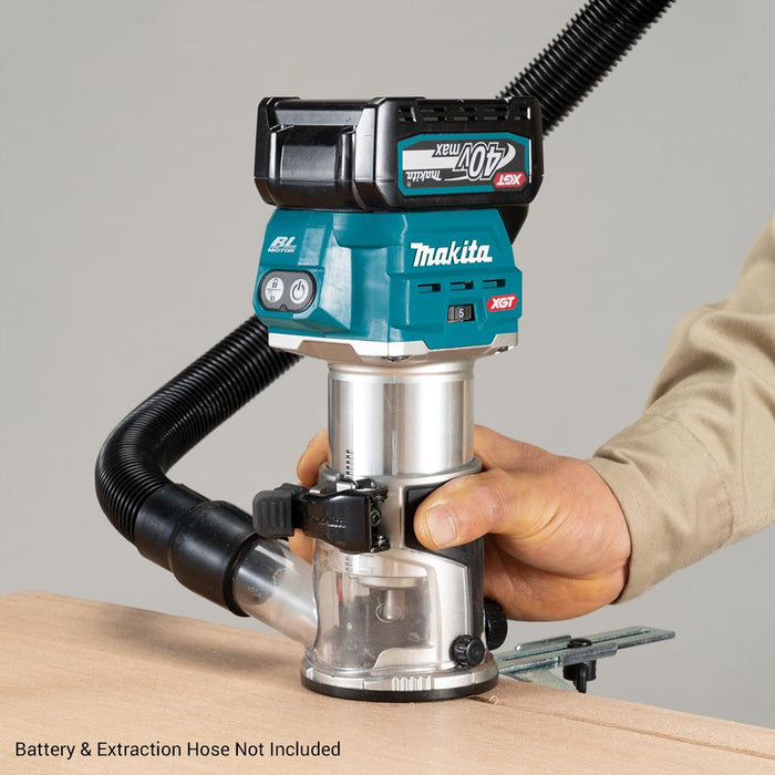 Makita RT001GZ03 40V Max BRUSHLESS AWS* Laminate Trimmer, includes plunge base and tilt base - Tool Only*AWS Receiver sold separately (198901-5) dust extract