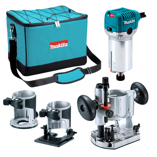 Makita RT0700CX2 6.35mm (1/4") Router, 710W, Plunge routing base & Bag kit