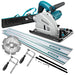 Makita SP6000JT2X 165mm (6-1/2") Plunge Cut Circular Saw Kit - Includes 2 x 1400mm tracks, joiners, 2 x G-clamps, track bag & PCD fibre cement blade