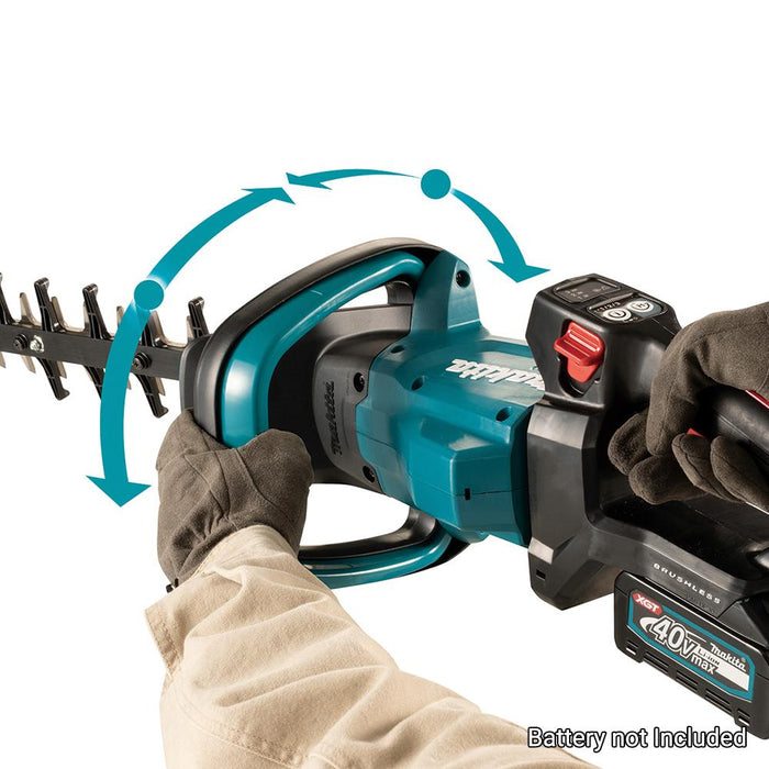 Makita UH006GZ 40V Max BRUSHLESS 600mm Hedge Trimmer, Max branch dia. 25mm - Tool Only swivel