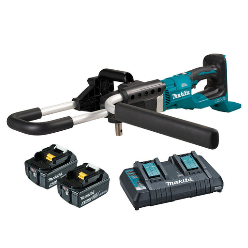 Makita DDG461Z 18Vx2 Brushless Cordless Earth Auger Kit - Includes 2 x 5.0Ah Batteries & Dual Port Rapid Charger