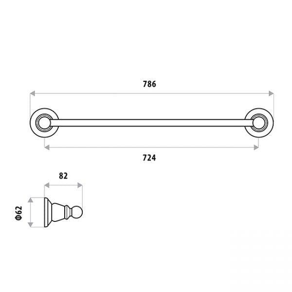 Noosa Single Towel Rail specifications