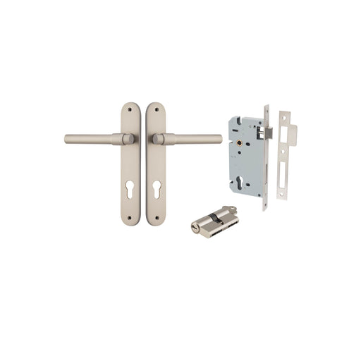 Oval Helenski Lever Iver Satin Nickel Entrance Kit Key