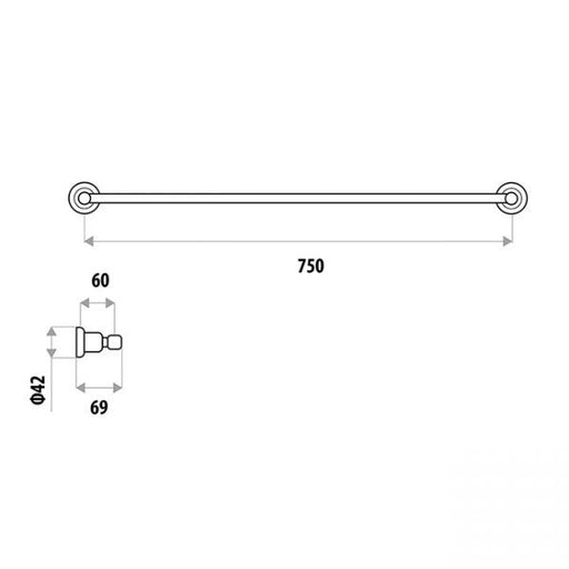 Renovator 750mm Single Towel Rail specifications