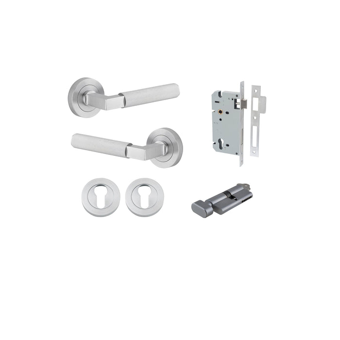 Round Brunswick Lever Iver Satin Chrome Entrance Kit Thumb