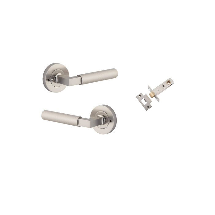 Round Brunswick Lever Iver Satin Nickel Privacy Kit