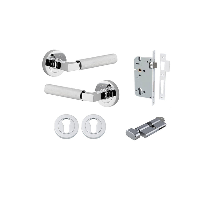 Round Brunswick Lever Iver Polished Chrome Entrance Kit Thumb