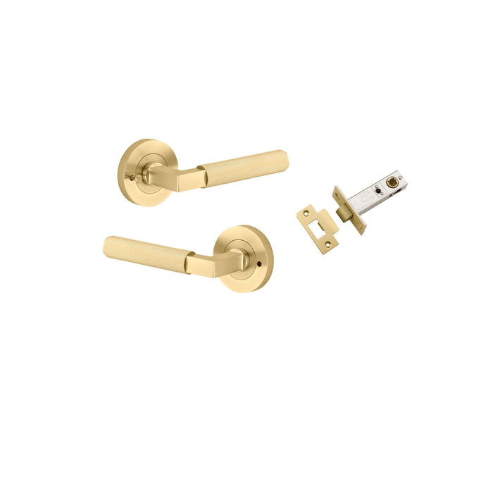 Round Brunswick Lever Iver Brushed Brass Privacy Kit