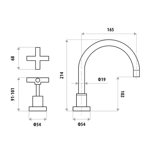 Sabine Vanity Hob Sink Set Specifications