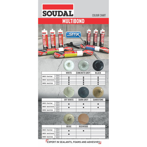 Soudal Multibond SMX25 - Flex & Seal colour chart