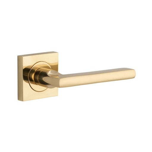 Square Baltimore Door Lever Iver Polished Brass