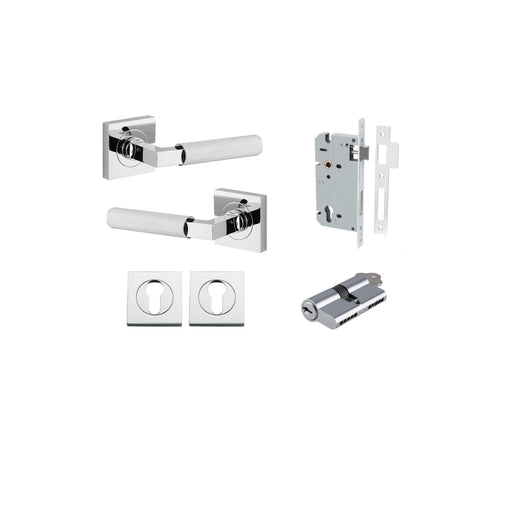 Square Brunswick Lever Iver Polished Chrome Entrance Kit Key