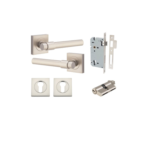 Square Helenski Lever Iver Satin Nickel Entrance Kit Key