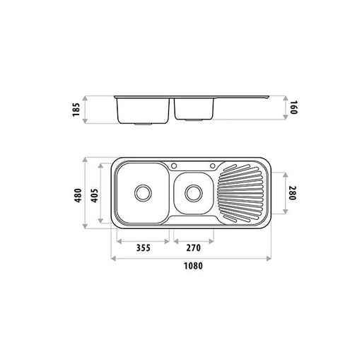 Sydenham 1 & 3/4  Bowl - Left Hand Bowl Single Drainer Specifications