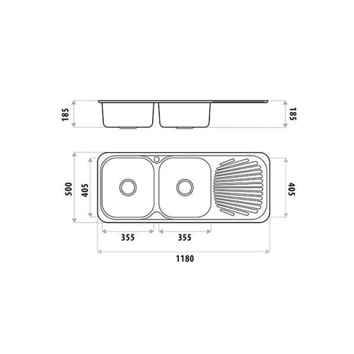 Sydenham Double Bowl - Left Hand Bowl Single Drainer specifications